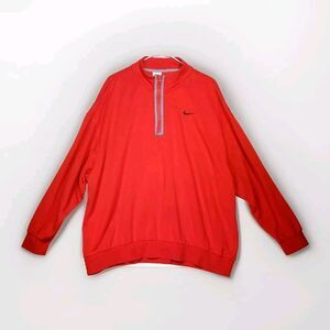 Nike Sweatshirt Mens XL Oversized Streetwear Orange Geometric Swoosh 1/4 Zip
